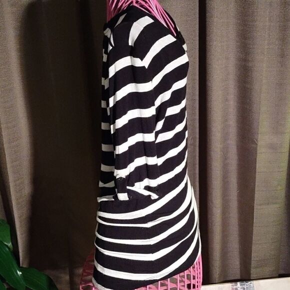 Pink Rose Black/wht. Striped Top - Picture 5 of 7